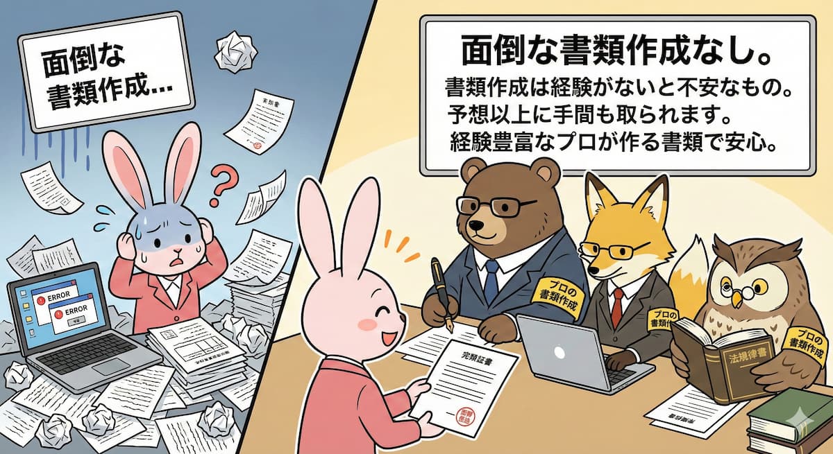 面倒な書類作成なし