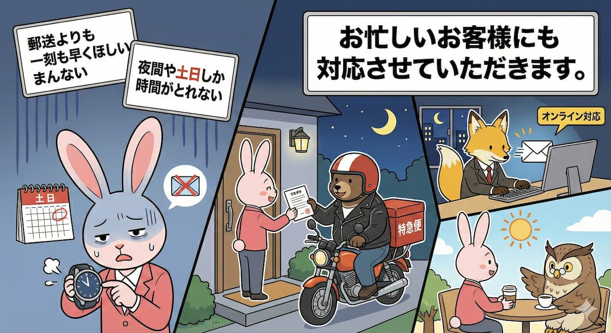 夜間や土日にも対応可能
