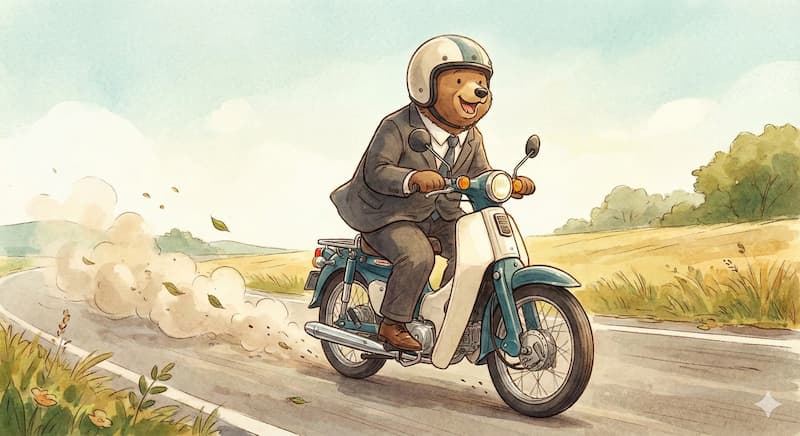 各警察署・陸運局へ 自慢のフットワークはバイクが原動力(安全運転) スーパーカブ熊