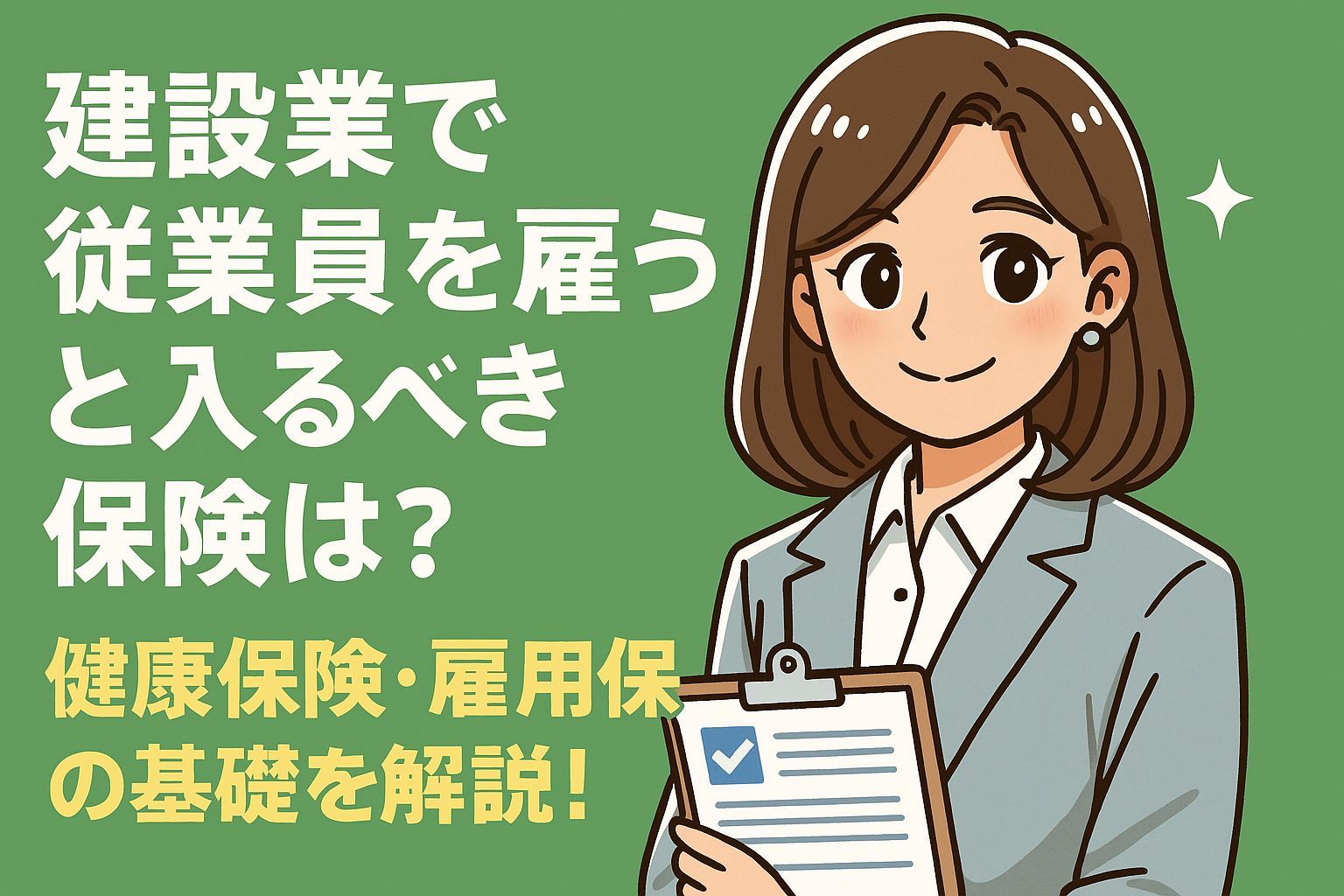 建設業で従業員を雇うと入るべき保険は？健康保険・雇用保険の基礎を解説！