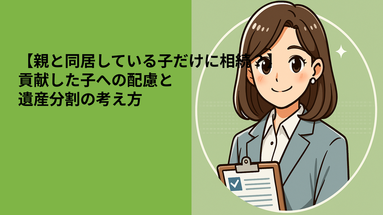 【親と同居している子だけに相続？】貢献した子への配慮と遺産分割の考え方
