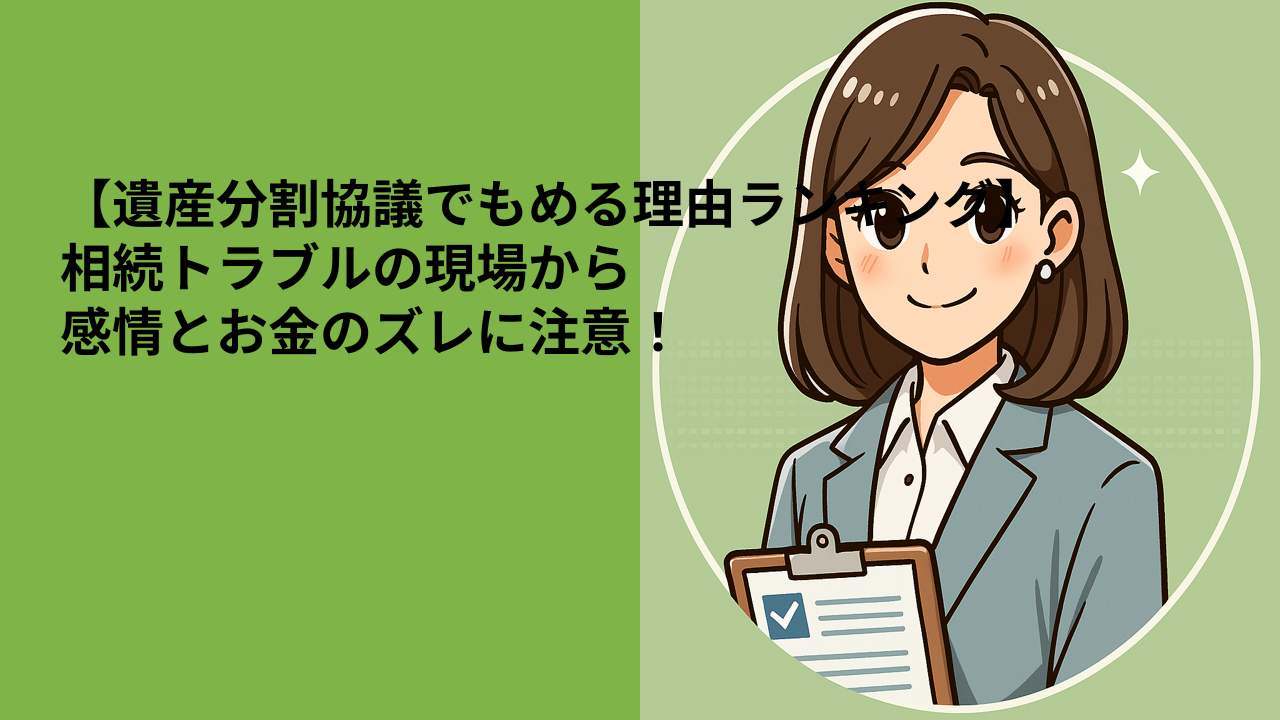 【遺産分割協議でもめる理由ランキング】相続トラブルの現場から 感情とお金のズレに注意！