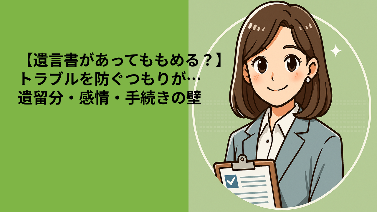 【遺言書があってももめる？】トラブルを防ぐつもりが…遺留分・感情・手続きの壁