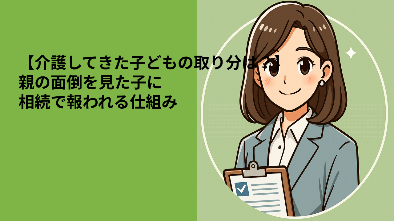 【介護してきた子どもの取り分は？】親の面倒を見た子に 相続で報われる仕組み
