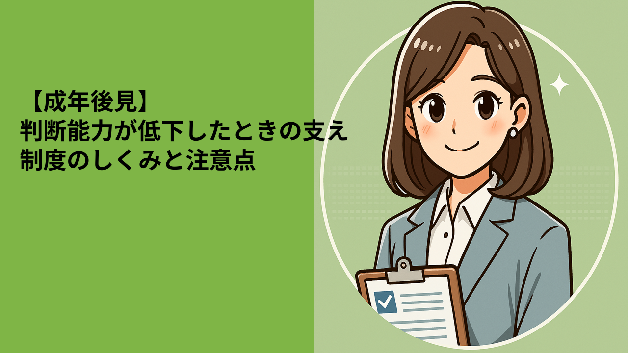 【成年後見】判断能力が低下したときの支え｜制度のしくみと注意点