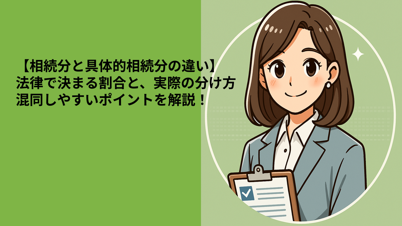 【相続分と具体的相続分の違い】法律で決まる割合と、実際の分け方をわかりやすく解説！