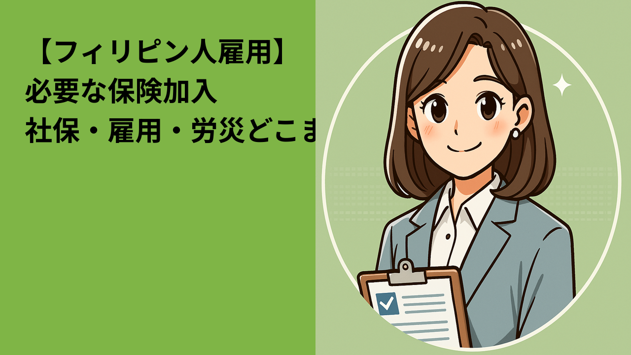 【フィリピン人雇用】必要な保険加入｜社保・雇用・労災どこまで必要？